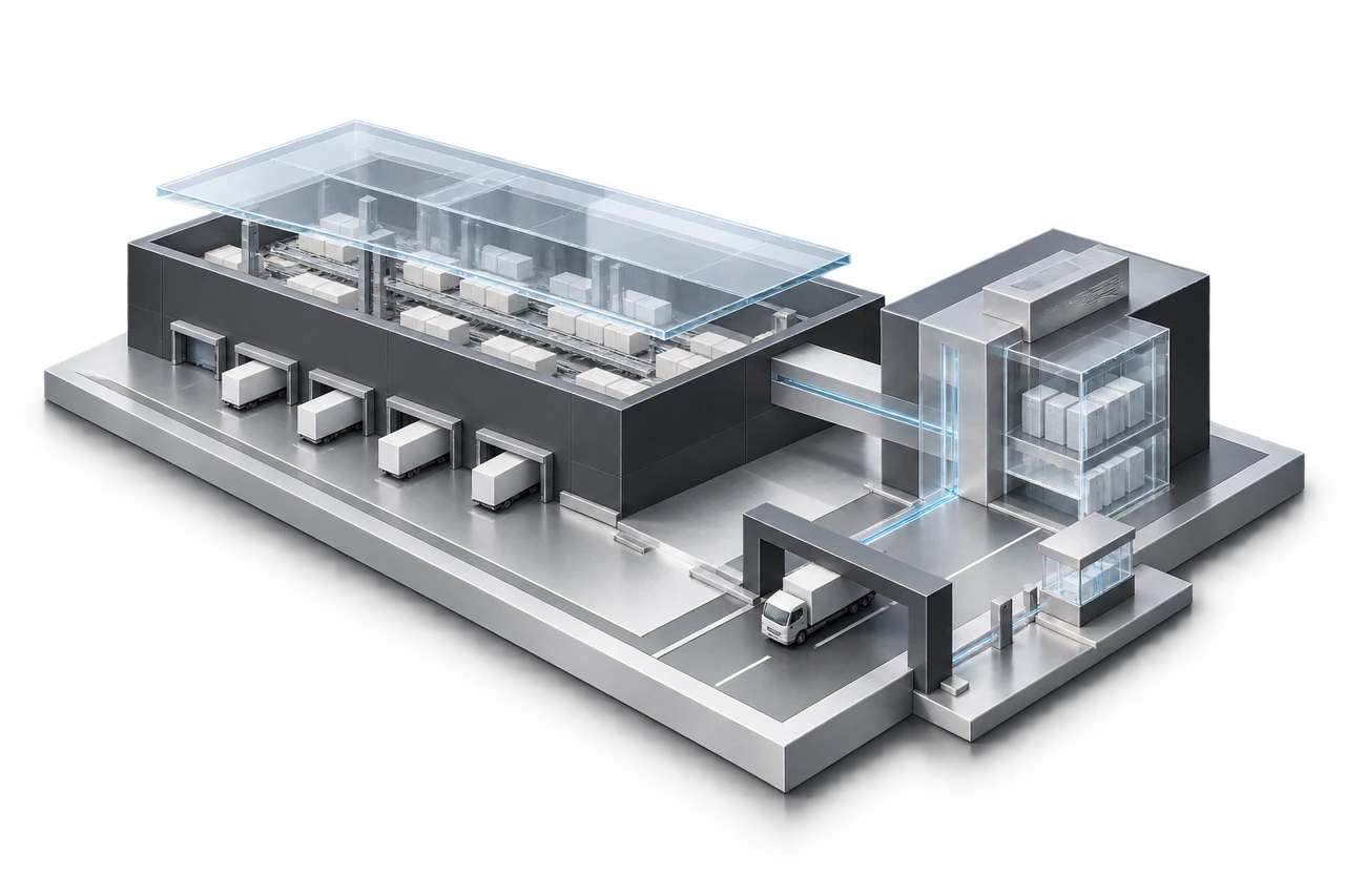Maqueta conceptual de un depósito, sus ingresos y el vínculo con la información