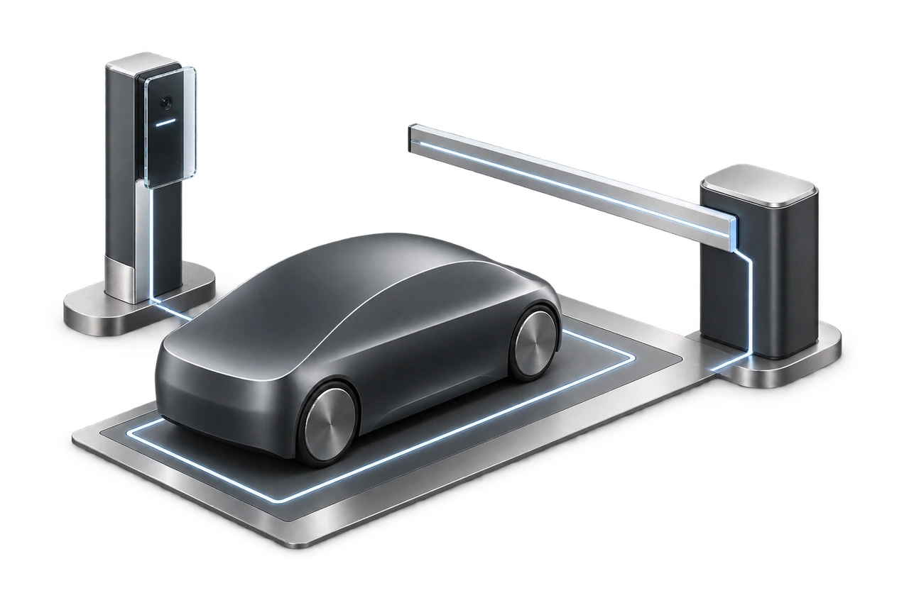 Maqueta conceptual de identificación vehicular, presencia en el acceso y habilitación de barrera